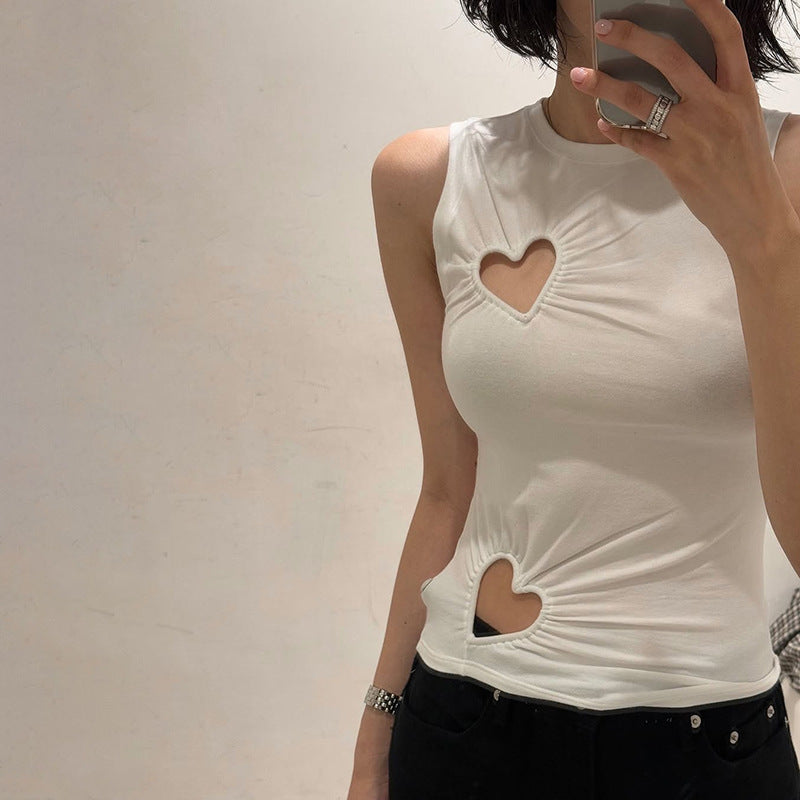 Damen modisches Trägershirt mit herzförmigem Cut-out und figurformendem Schnitt Echo Archiv