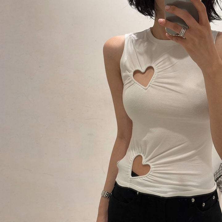 Damen modisches Trägershirt mit herzförmigem Cut-out und figurformendem Schnitt Echo Archiv