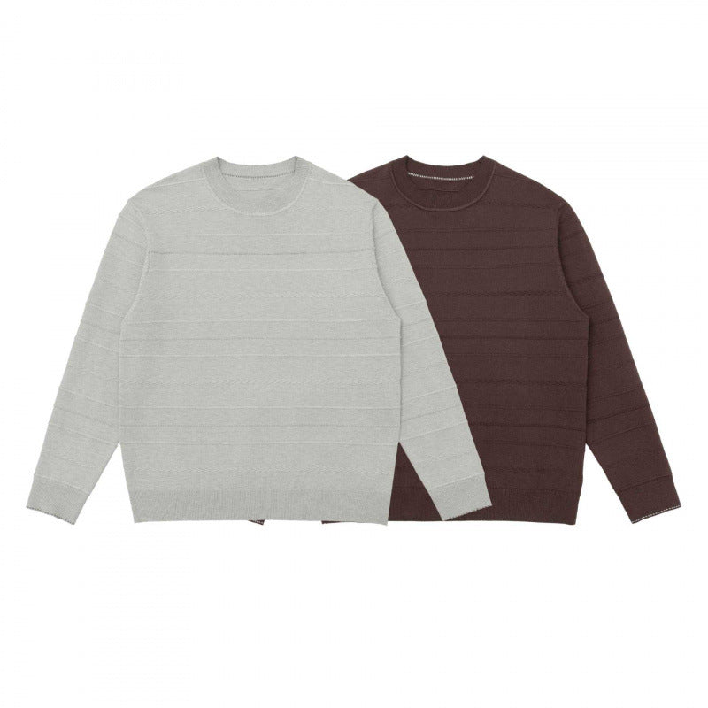 Unisex Feinstrickpullover mit feiner Strukturstreifen, Rundhals und leichtem Oversize-Schnitt Echo Archiv