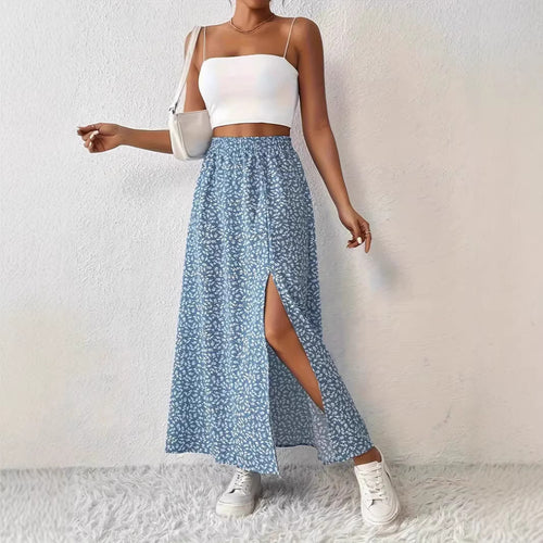 Damen Maxirock mit elegantem Schlitz und floralem Muster Echo Archiv