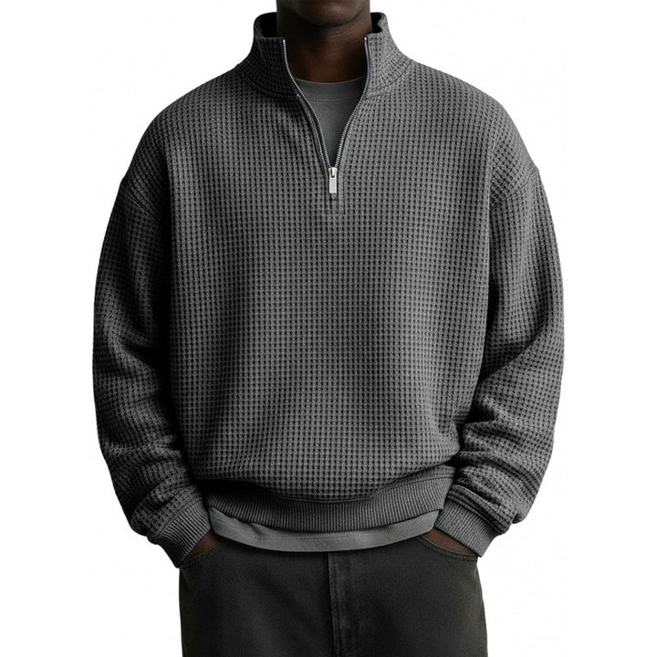 Herren Sportlicher Stehkragenpullover mit Reißverschluss Echoarchiv