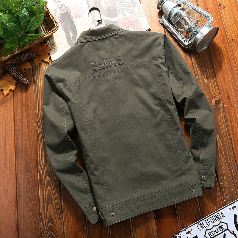 Herren robuste Canvas-Feldjacke mit Brusttasche Stickdetail und Hemdkragen Echoarchiv