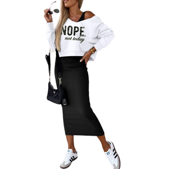 Damen Casual Cropped Feinstrick-Set mit hoch tailliertem Midi-Bleistiftrock und Racerback-Top – Élanora