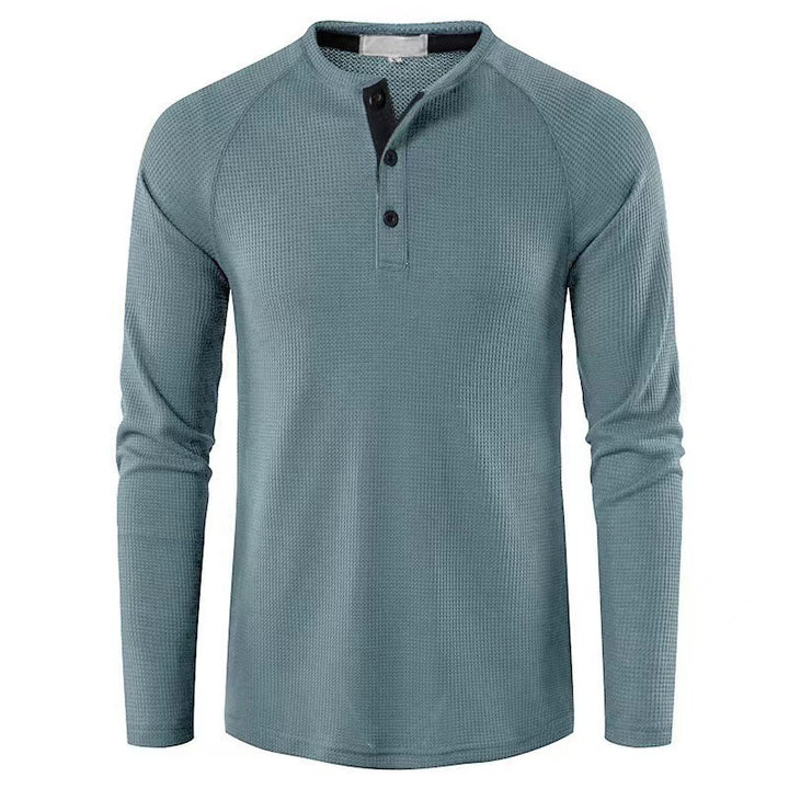 Herren Langarm Baumwollshirt mit Knopfleiste und strukturiertem Design Echoarchiv