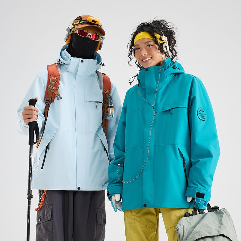 Herren Wasserdichte Outdoor-Softshelljacke mit Kapuze, hohem Stehkragen & Reißverschlusstaschen Echoarchiv