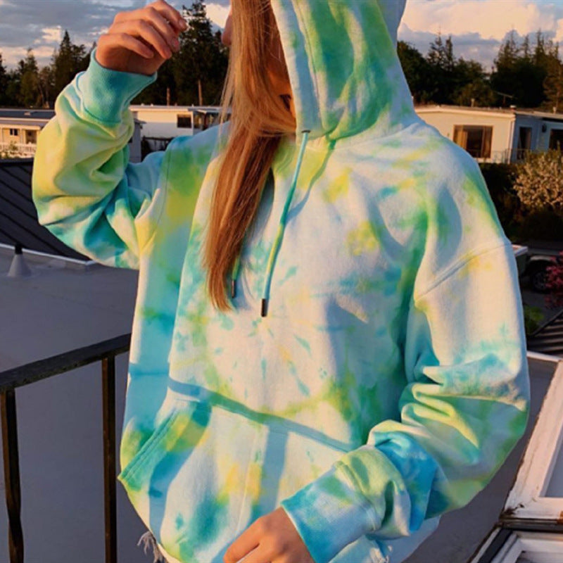 Damen Kapuzenpullover aus kuscheligem Material mit Batikdesign – Auréline