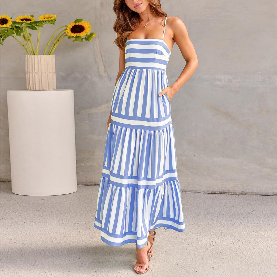 Damen Maxikleid mit Streifenmuster und fließendem Rock Echo Archiv