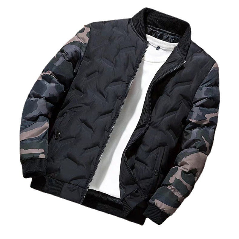 Herren gesteppte Bomberjacke mit camouflage-Ärmeln, wattierter Thermofütterung und Rippbündchen Echoarchiv