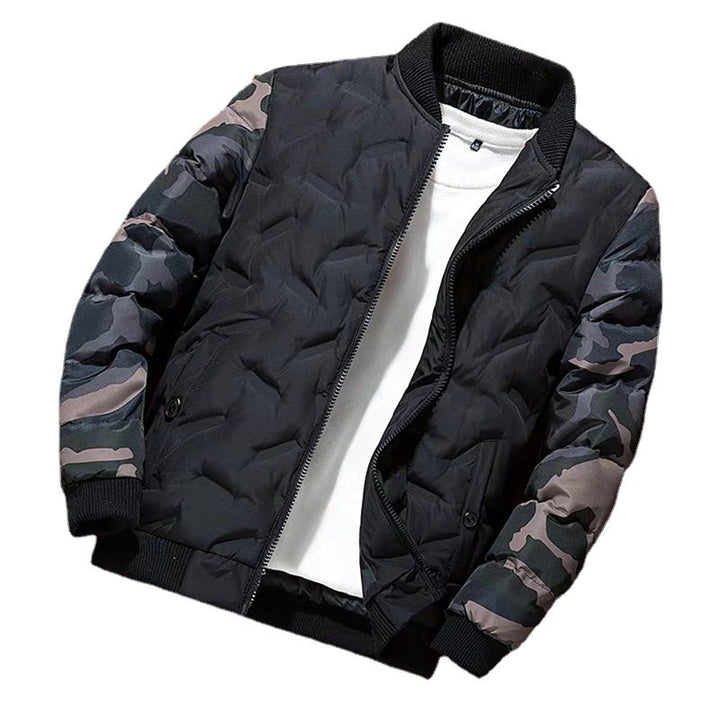 Herren gesteppte Bomberjacke mit camouflage-Ärmeln, wattierter Thermofütterung und Rippbündchen Echoarchiv