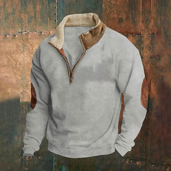 Herren Fleece-Pullover mit hohem Kragen und robusten applikationen Echoarchiv