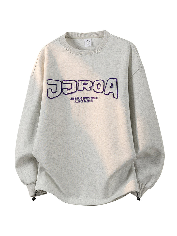 Damen Oversize-Sweatshirt mit gesticktem Schriftzug, abgerundetem Saum & überschnittener Schulter Echoarchiv