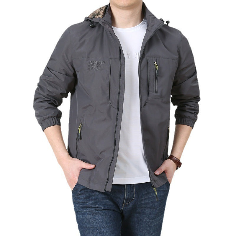 Herren Windabweisende Microfaser-Utilityjacke mit Kapuze und Mehrfach-Reißverschlusstaschen Echo Archiv