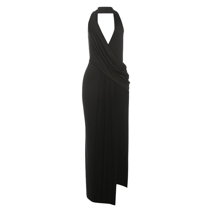 Damen elegantes Wickelkleid mit tiefem V-Ausschnitt und fließendem Stoff Echo Archiv