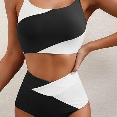 Damen Hoch tailliertes Bikini-Oberteil mit asymmetrischem Design Echo Archiv