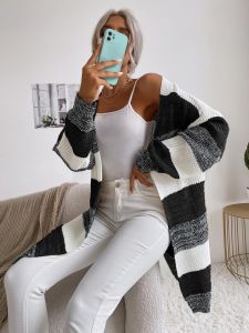 Damen Lässiger Strickmantel mit Streifen Echo Archiv
