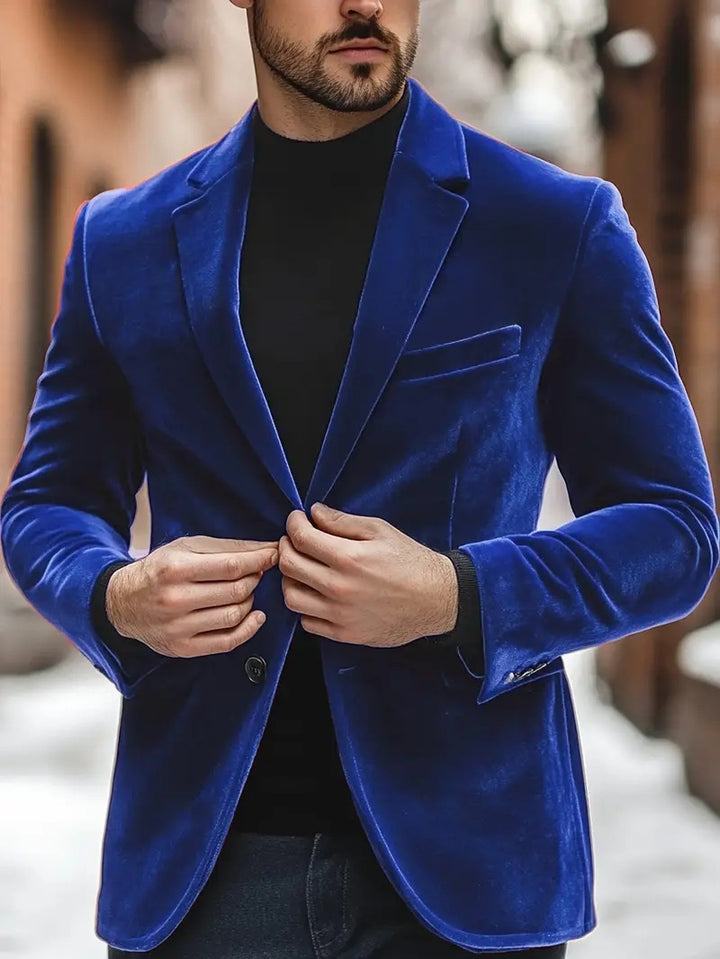 Herren eleganter Samtblazer mit modernem Schnitt Echoarchiv