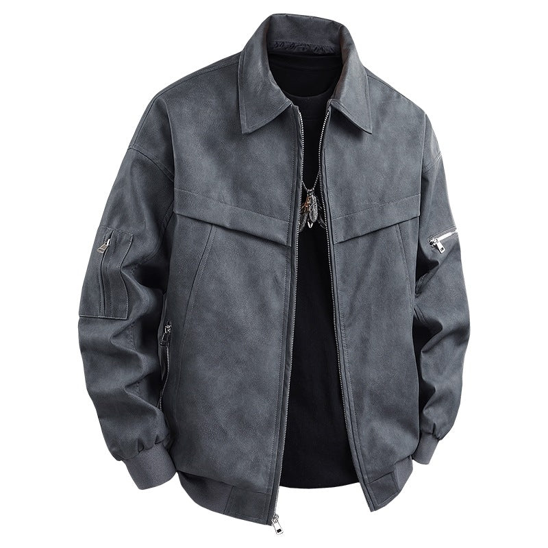 Herren Kunstlederjacke im lässigen Biker-Stil mit praktischen Taschen Echoarchiv