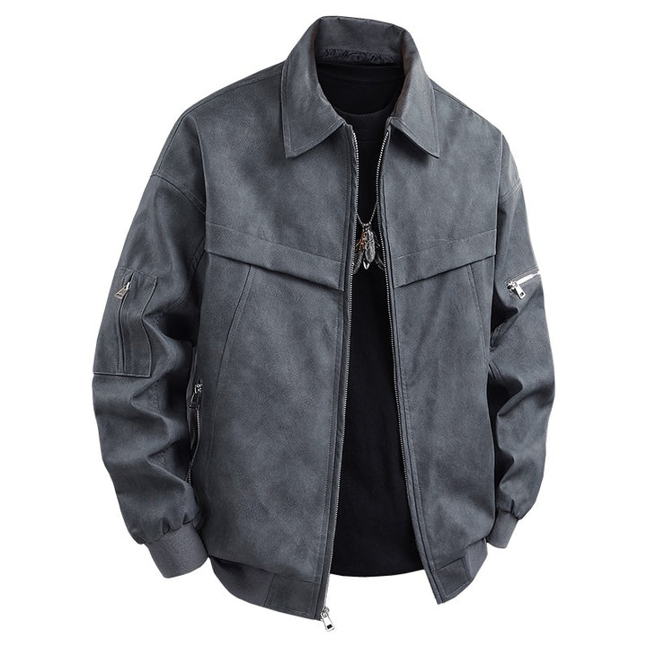 Herren Kunstlederjacke im lässigen Biker-Stil mit praktischen Taschen Echoarchiv