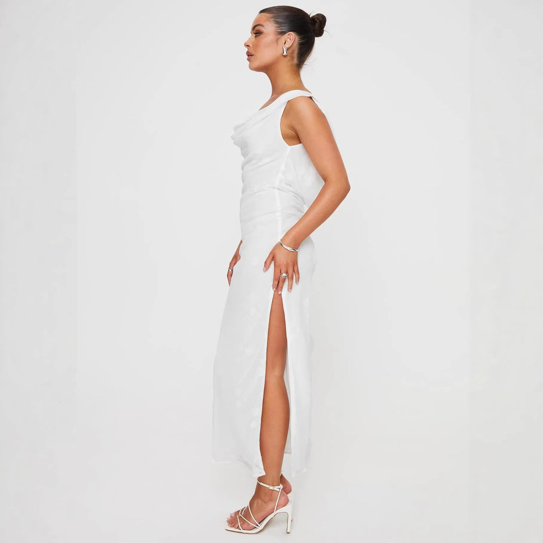 Damen Elegantes Maxi-Kleid mit fließendem Stoff und seitlichem Schlitz Echo Archiv