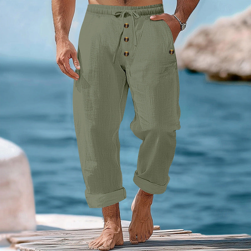 Herren lockere Strandhose mit verstellbarem Kordelzug und praktischen Seitentaschen Echoarchiv