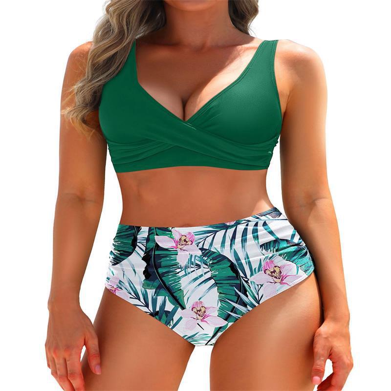 Damen Hochgeschnittener Bikini mit eleganter Wickeloptik und figurformendem Design Echo Archiv