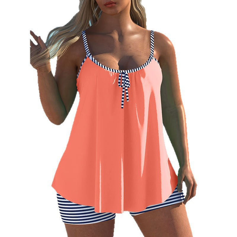 Damen luftiger Tankini mit dekorativem Spitzenelement und hoch geschnittenem Slip Echo Archiv