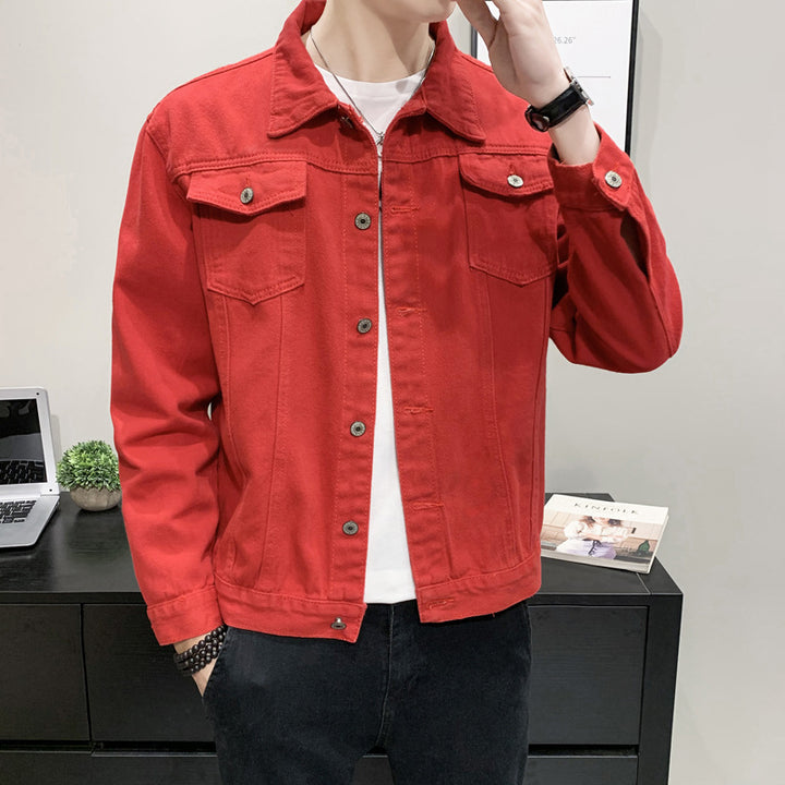 Herren nan taillierte Jeansjacke mit Brusttaschen, durchgehender Knopfleiste und Kontrastnähten Echo Archiv