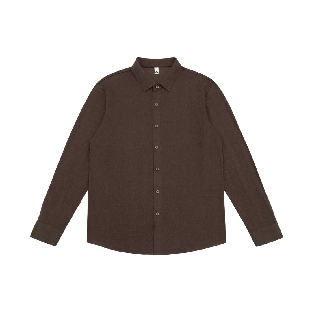 Herren Feines Baumwoll-Twill Hemdjacken‑Style mit Kentkragen und abgerundetem Saum Echoarchiv
