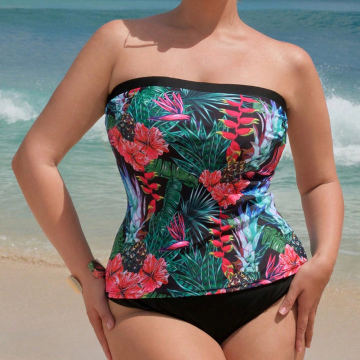 Damen Bandeau-Tankini mit lebhaftem Blumendruck Echo Archiv