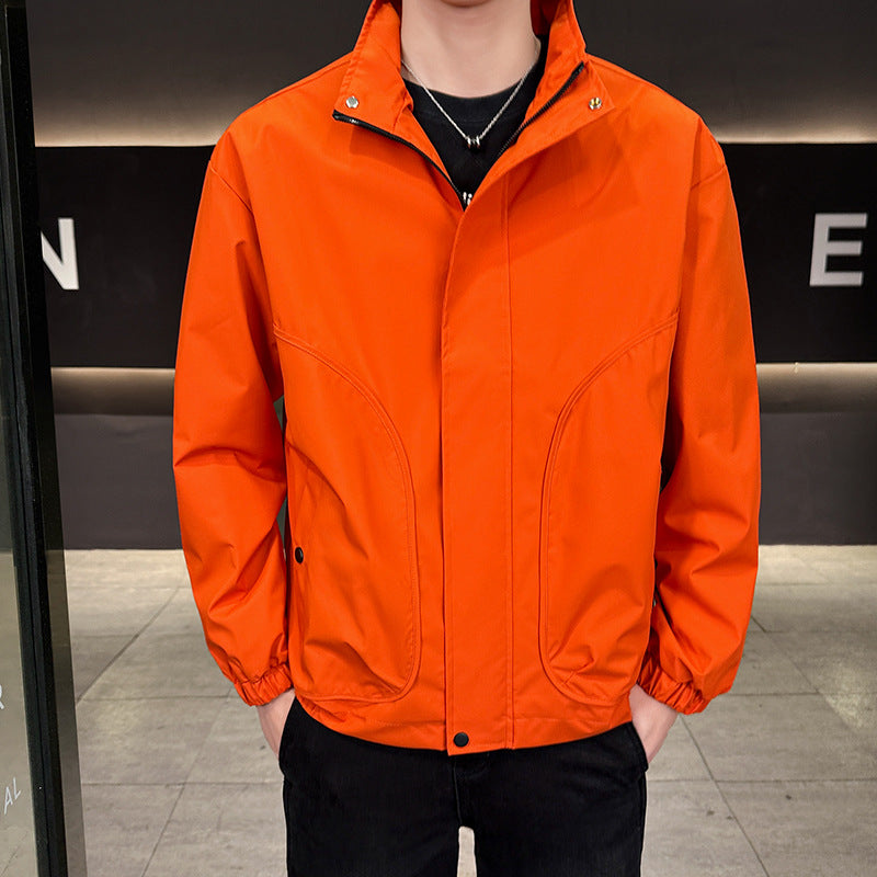 Herren Leichte City-Outdoorjacke mit verdecktem Reißverschluss, Stehkragen und elastischen Bündchen Echoarchiv