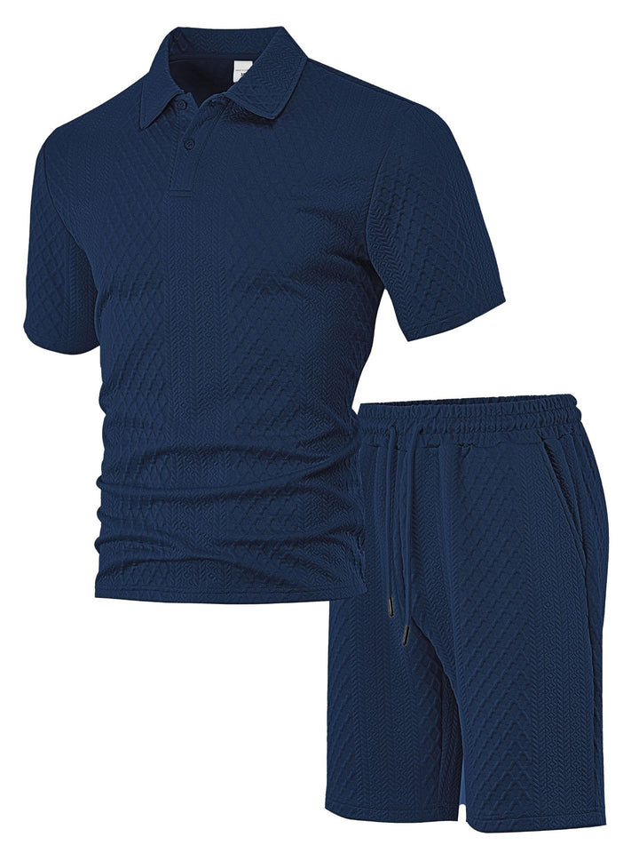 Herren Polo- und Shorts-Set mit strukturiertem Design Echoarchiv