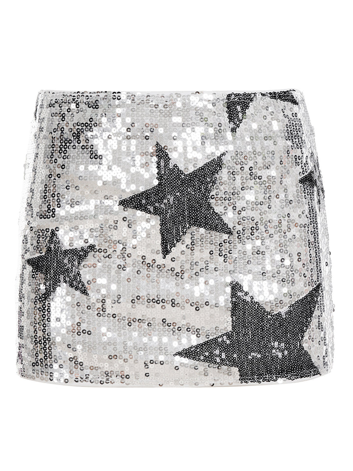 Damen Glitzernder Minirock mit Sternen und funkelnden Pailletten Echo Archiv