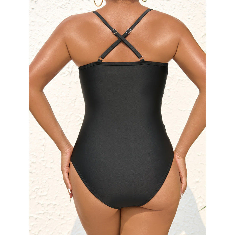 Damen eleganter Einteiler Badeanzug mit modischem Wickeldetail und schickem V-Ausschnitt Echo Archiv