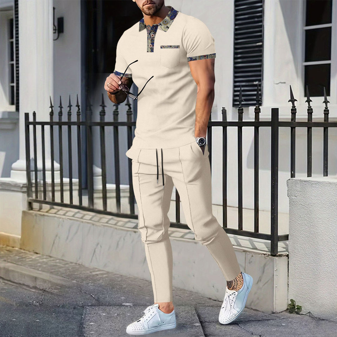 Herren modernes Freizeit-Outfit mit farbenfrohem Kragen und lockerer Passform Echoarchiv