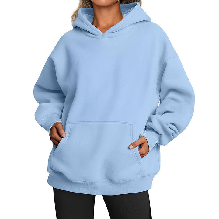 Damen nan Oversize-Kapuzenpullover mit verlängertem Rückenteil, innen angerautem Fleece und Kängurutasche Echo Archiv