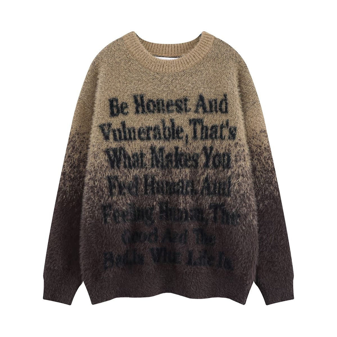 Damen Modischer Grobstrickpullover mit inspirierendem Schriftzug Echoarchiv