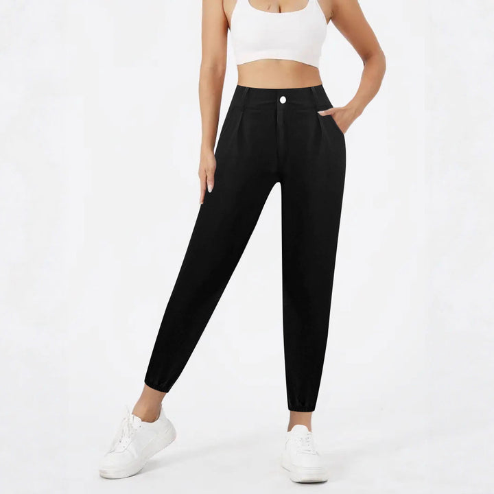 Damen Hochtaillierte Chino-Hose mit schmalem Knöchel-Bündchen Echoarchiv