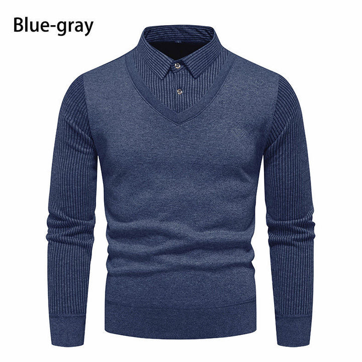 Herren Strickpullover mit V-Ausschnitt und modernem Rippenmuster Echoarchiv