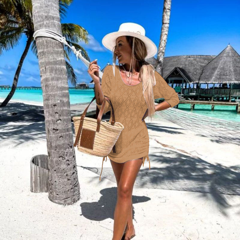 Damen lässiges Strandkleid mit seitlichen Bindebändern Echo Archiv