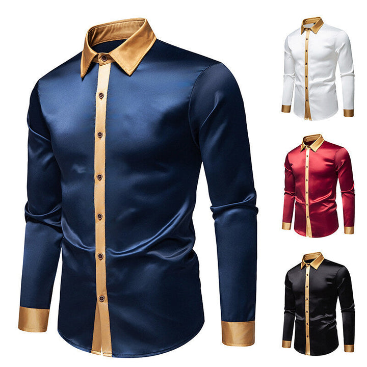 Herren Langarm-Hemd mit modernen Satin-Details Echoarchiv