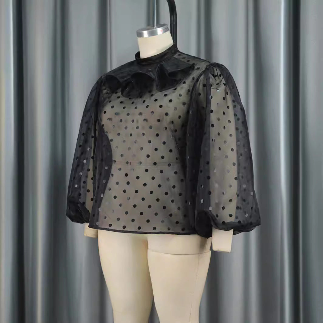 Damen Bluse mit voluminösen Puffärmeln und Polka-Dots Echo Archiv