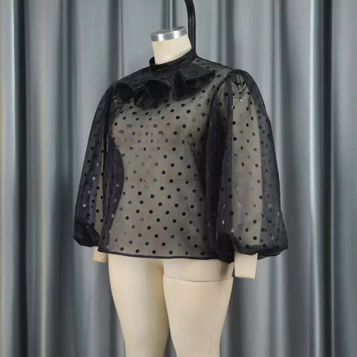 Damen Bluse mit voluminösen Puffärmeln und Polka-Dots Echo Archiv