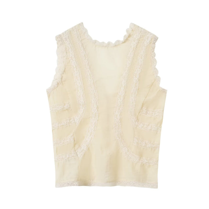 Damen-Spitzenoberteil mit eleganten Rüschendetails und Knopfverschlüssen Echo Archiv