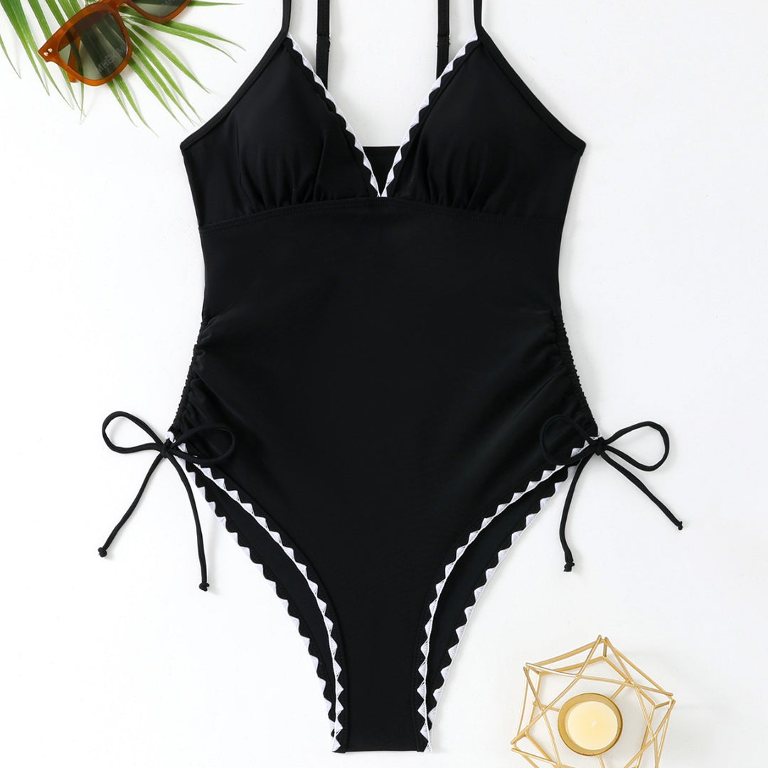 Damen Eleganter Einteiler Badeanzug mit verstellbaren Schnürungen Echo Archiv