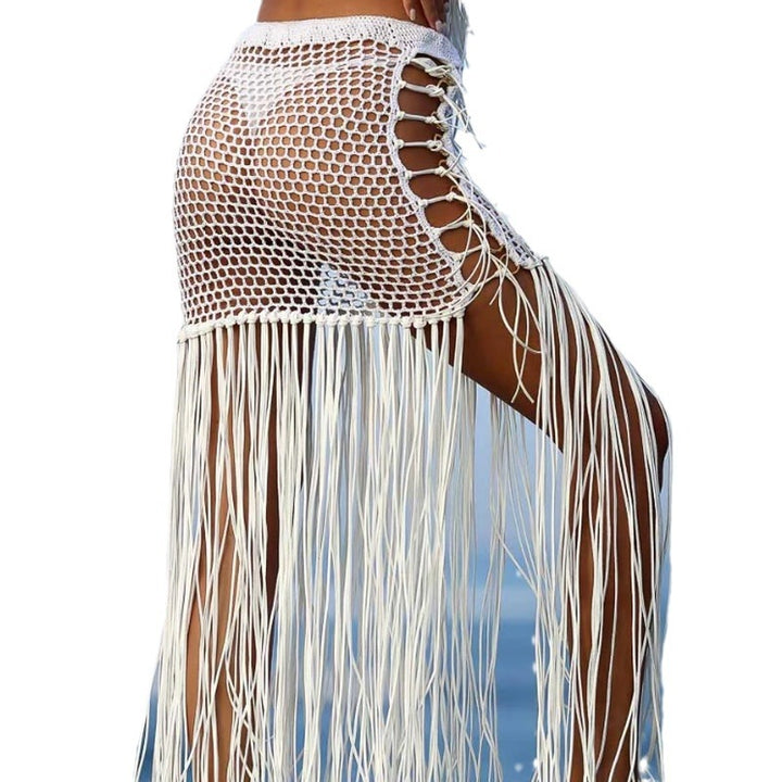 Damen Häkel-Strandponcho mit Fransen und dekorativen Muscheldetails Echo Archiv
