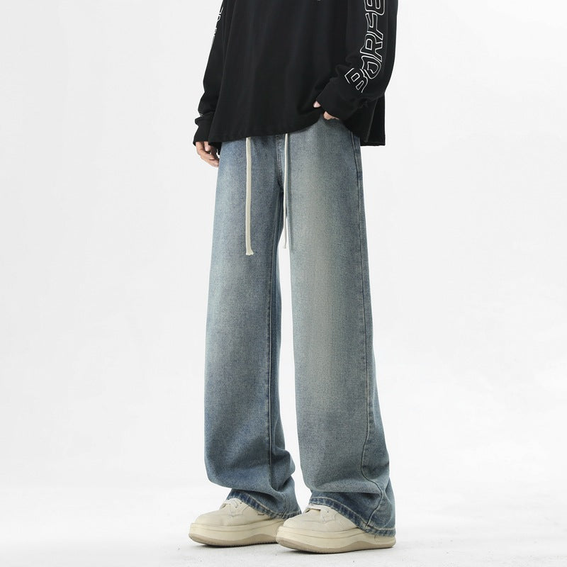 Herren Oversized Jeanshose mit weitem Schnitt und verstellbarem Bund Echoarchiv