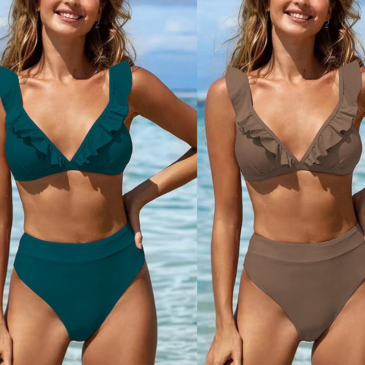 Damen Raffiniertes Triangel-Bikini-Set mit Rüschendetails Echo Archiv