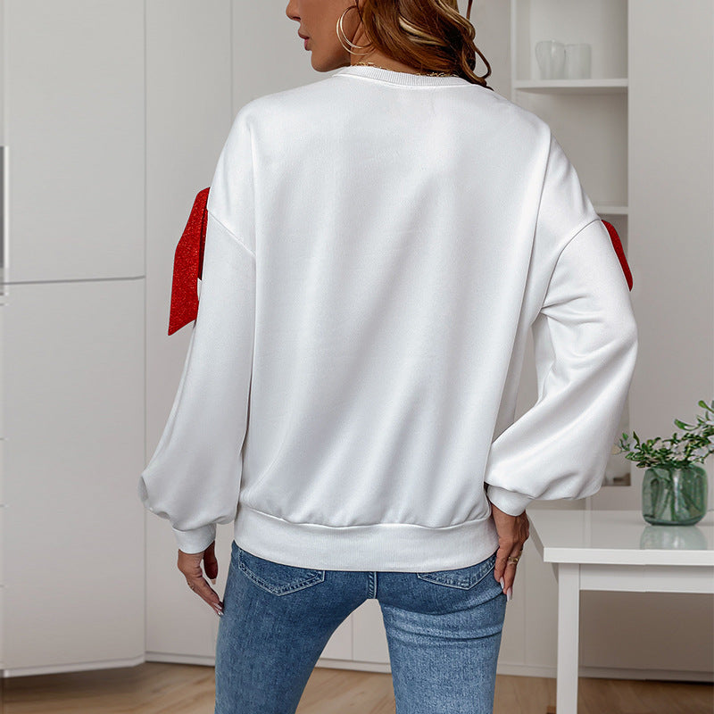 Damen Sweatshirt mit Ballonärmeln und Schleifen-Applikation Echoarchiv