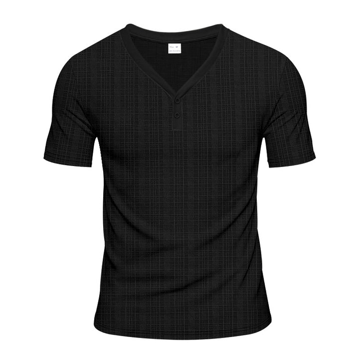 Herren Kurzarm Henley-Shirt mit strukturiertem Design und praktischen Knopfdetails Echoarchiv