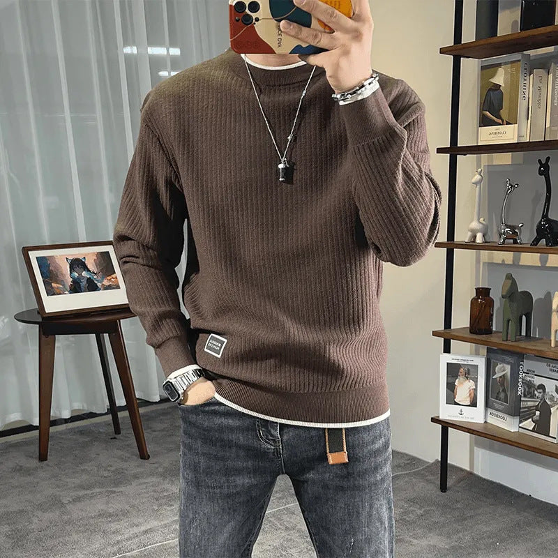Herren Feinstrick-Ripppullover mit Rundhalsausschnitt und legerer Oversize-Passform Echoarchiv